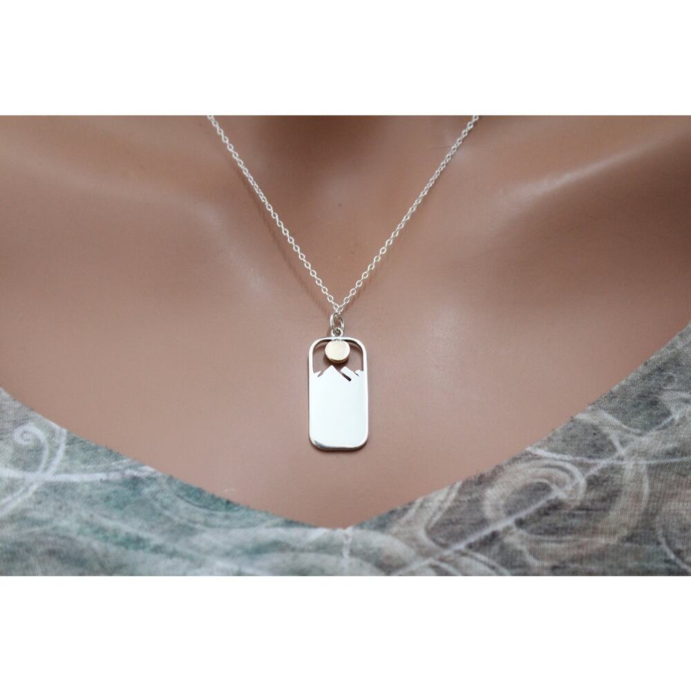 Sterling Silver Rectangle Pine Tree With Bronze S… - image 5